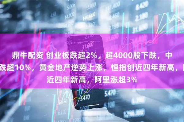 鼎牛配资 创业板跌超2%，超4000股下跌，中芯国际复牌跌超10%，黄金地产逆势上涨，恒指创近四年新高，阿里涨超3%
