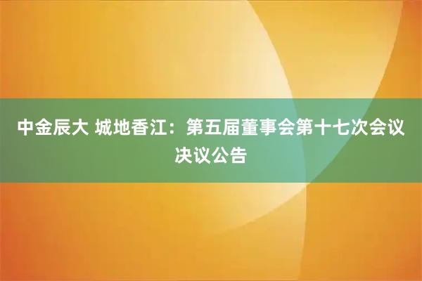 中金辰大 城地香江：第五届董事会第十七次会议决议公告