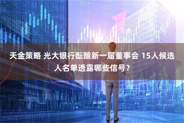 天金策略 光大银行酝酿新一届董事会 15人候选人名单透露哪些信号？